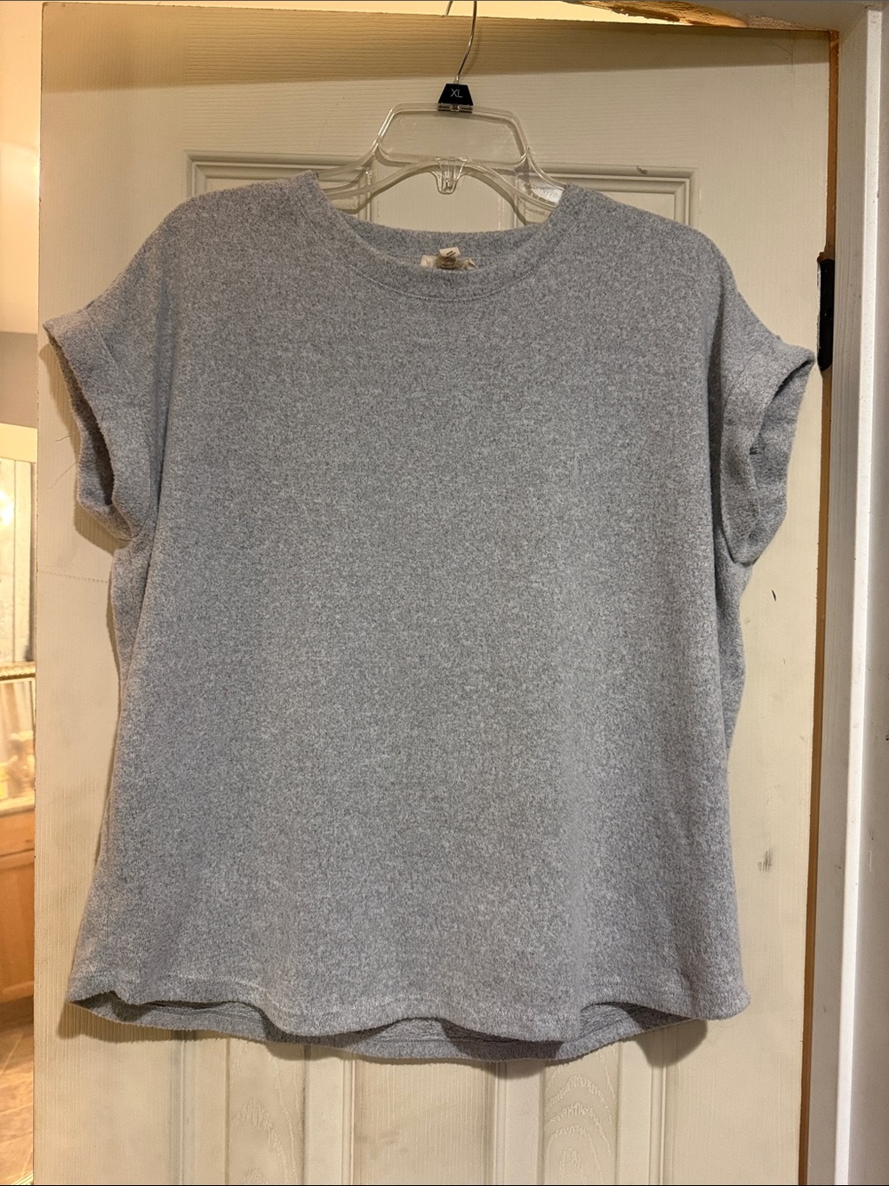Relaxed Crewneck Short Sleeve Sweatshirt — Light Gray